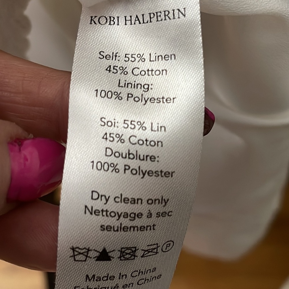 Kobi Halperin White Linen/Cotton Beaded Dress 10 - Picture 16 of 16